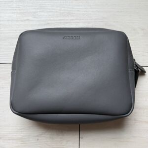 Monos Metro Gray Toiletry Zipper Case Bag Pouch Quick Snap Vegan Leather